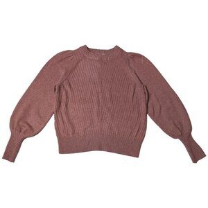Adyson Parker Womens Ribbed Knit Pullover Sweater S Blouson Sleeves Dusty Rose